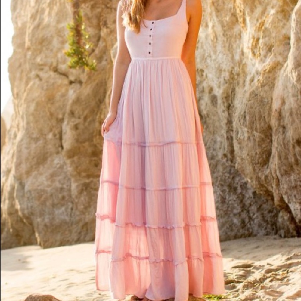 Joyfolie Tiered-Accent Maxi Dress, Size: XS
